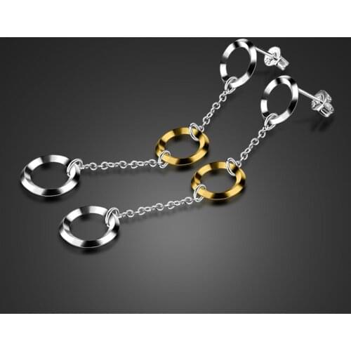 Personality Tassel Solid Silver Stud Earrings Women 100% 925 Sterling Silver Earrings Prevent Allergies Jewelry Gift