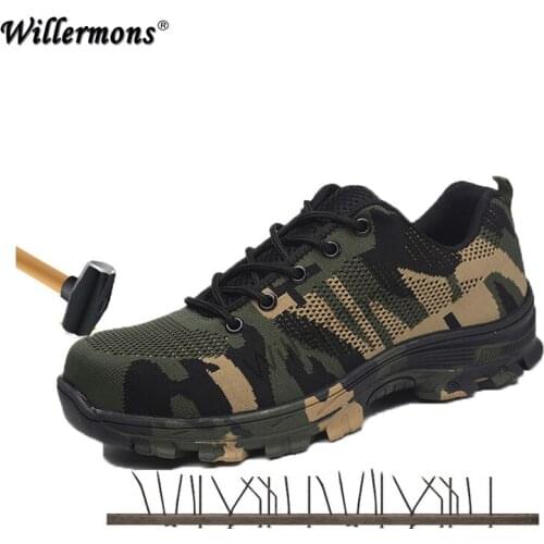 2021 New Mens Plus Size Outdoor Steel Toe Cap Military Work & Safety Boots Shoes Men Camouflage Army Puncture Proof Boots