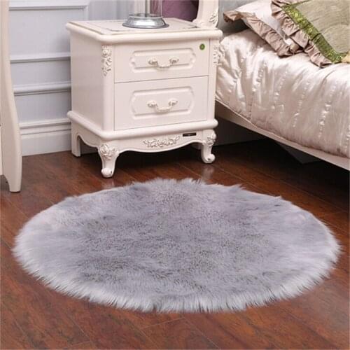 Soft Luxury Plush Artificial Sheepskin Rug Chair Cover Bedroom Mat Decorative Wool Warm Hairy Carpet Seat Covers Washable Round