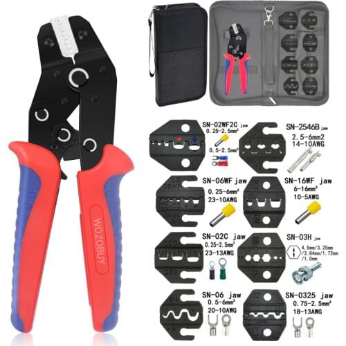 Crimping Pliers Set SN-48BS Ratcheting Wire Terminal Crimper Tool for 2.8 Insulated Terminals, Interchangeable Fixed Jaw Crimper