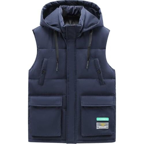 New Mens Vest Brand Hooded Sleeveless Jackets Mens Warm Casual Thicken Plus Size Waistcoat with Big Poackets High Quality