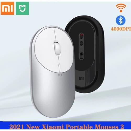 Original Xiaomi Mi Portable Mouse 2 Optical Wireless Bluetooth 4.2 RF 2.4GHz 4000DPI Adjustable Dual Mode Connect for Laptop pc