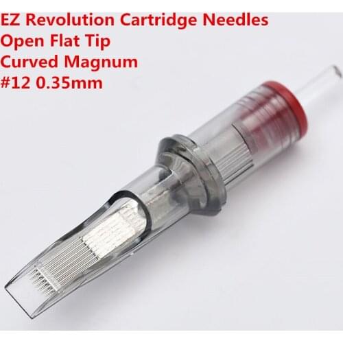 Original EZ Revolution Cartridge Tattoo Needles Magnum Curved Open Flat Tips #12 0.35mm for cartridge machine Grips 20 pcs /box