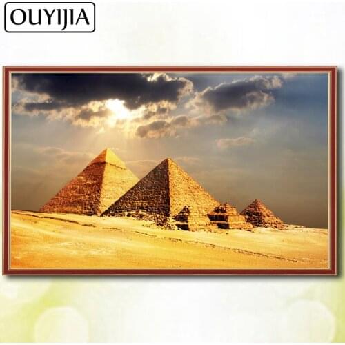 OUYIJIA 5D DIY Scenery Diamond Painting Full Square Egyptian Pyramid Embroidery Diamond Mosaic Picture Of Rhinestone Building
