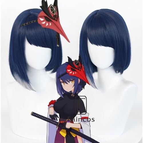 Sara Cosplay Wig Genshin Impact Sara 35cm Short Blue Hair Anime Cosplay Halloween Heat Resistant Synthetic Wigs