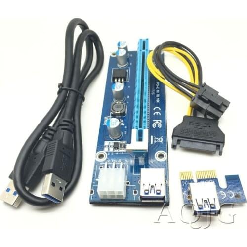 PCI-E PCI Express Extender Riser Card 1x to 16x PCIE Mining Card USB 3.0 Data Cable 8Pin Power Supply for BTC Miner Machine SATA