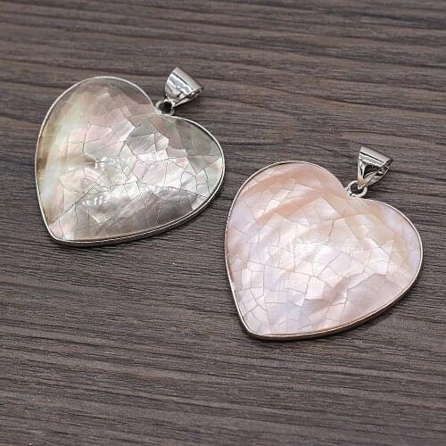 Natural Shell Pendants Reiki Heal Heart Shape Mother-of-pearl Charms for Jewelry Making Tribal Necklace Earrings Gifts