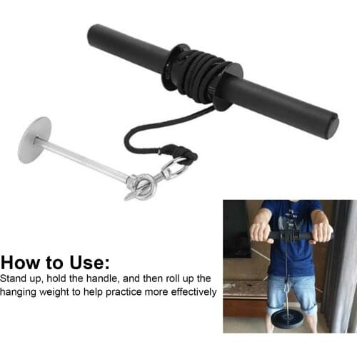 Forearm Strength Trainer Wrist Hand Grip Hand Strength Exerciser Weight Lifting Rope Waist Roller Gym Fitness Workout Equipment