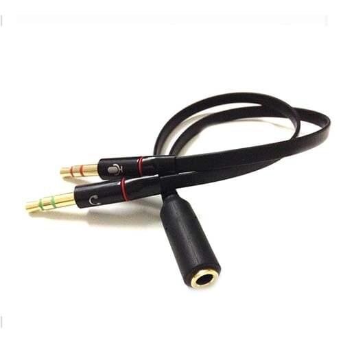 3.5mm Headphone Mic Audio Y Splitter Cable 1 Female To 2 Male Adapter