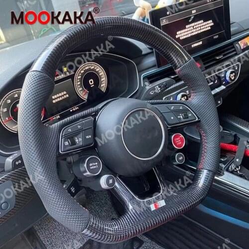Carbon Fiber Cow Leather Car Steering Wheel and button For Audi A4L A5 A6L Q3 Q5L RS5 A7 Q2L Q7 TT Carbon fiber steering wheel