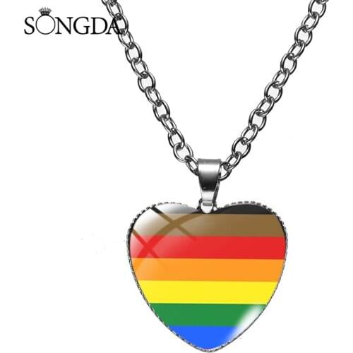 SONGDA-New Colored Pattern Necklace Minimalist Style Fashion Painting Glass Cabochon Necklace For Women Birthday Gift