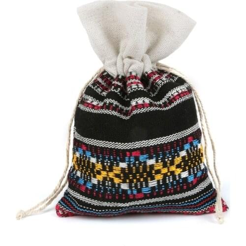 5pcs Rustic Ethnic Style Cloth Drawstring Gift Bags Sacks 11x16cm Wedding Birthday Party Favors Drawstring Cotton Gift Bags
