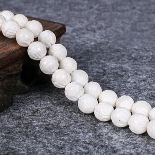 High Quality Natural White Shell Stone 6/8/10/12/14mm Lotus Round Shape Necklace Bracelet Jewelry DIY Gem Loose Beads 38cm wk154