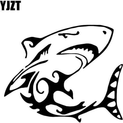 YJZT 15CM*18CM Marine Ferocious Shark Sticker Fashion Car Side Door Window Decal Black/Silver C30-0114