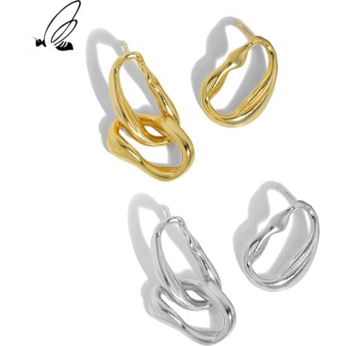 SSTEEL Minimalist Asymmetrical Earing Sterling 925 Silver Gold Stud Earrings Gift For Women Earing Personalized Fine Jewellery