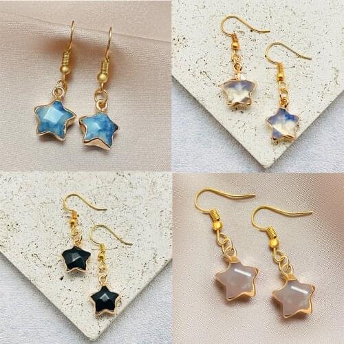 2021 New Natural Stone Fantasy Stars Earrings Korean Style Gold Stainless Steel Earrings for Women Wedding Party Luxury Jewelry