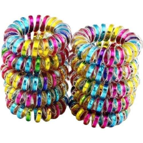 Lot 10 Pcs Size 3.5CM Elastic Hair Bands Girls Accessories Rubber Headwear Rope Spiral Ties Gum Telephone Wire