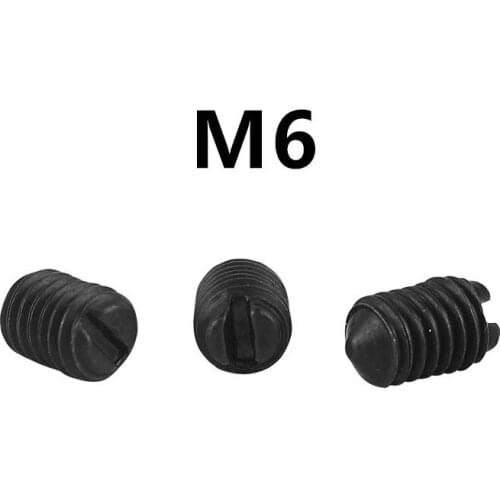 100/200PCS M6x6/8/10/12/16/20/25/30mm GB71 DIN553 Black Carbon Steel slotted set screw with cone point