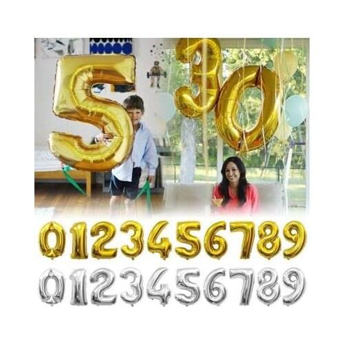 32 Inch Helium Air Balloon Number Letter Shaped Gold Silver Inflatable Ballons Birthday Wedding Decoration lin3357