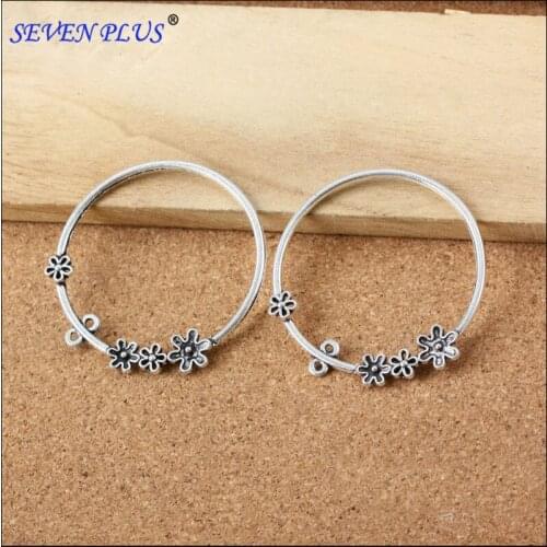 5 Pieces/Lot 47mm*46mm Antique Silver plated Jewelry Accessory Circle Connector Diy Handmade Pendants For Jewelry Making