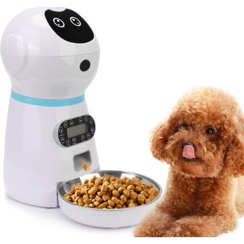 With Voice Record Food Dispenser Automatic Pet Feeders Dog Food Bowl Auto Cat LCD Screen Timer EU Plug Stainless Steel