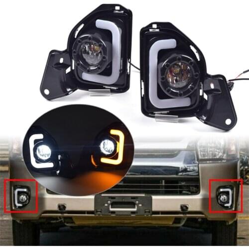 2Pcs Car Fog Lights Turn Signal Lamp LED Daytime Running Light DRL Left+Right For Toyota Hiace 2014 2015 2016