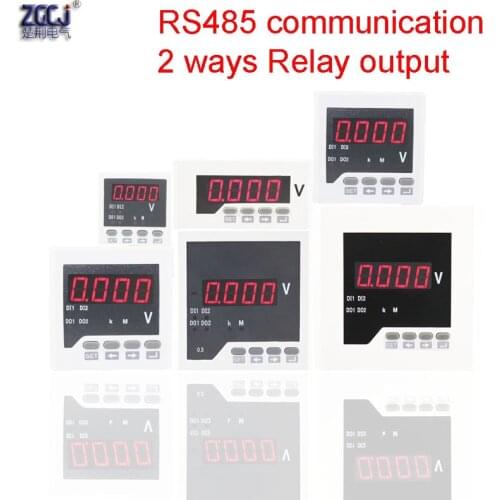 True RMS digital DC voltage panel meter digital voltmeter digital with 2 relay alarm output and RS485 communication