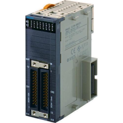 CJ1W-MD231 Digital I/O unit, 16 x 24 VDC inputs, 16 x transistor outputs, NPN, 0.5 A, 12 to 24 VDC, 2 A max, 2 x FCN24 connector