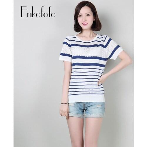 Женские полосатые футболки Enkofofo China At AliExpress