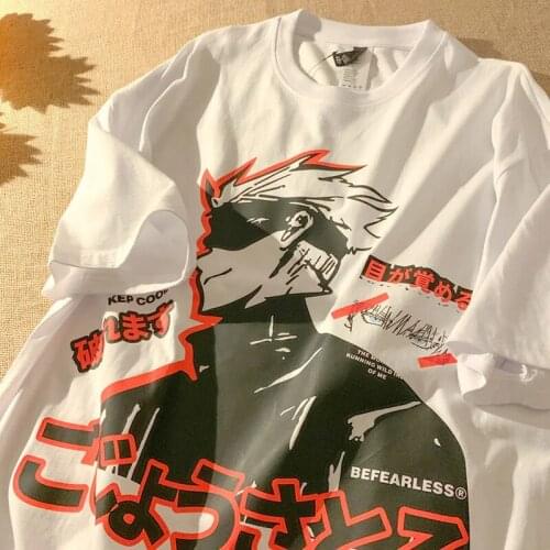 Korean tshirt loose oversize cotton short-sleeved vintage T-shirt female two-dimensional anime women clothes Cartoon shirt top