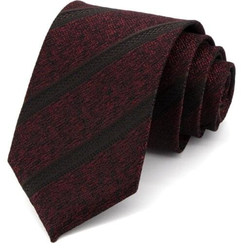 Maroon Striped Ties for Men 8 CM Wide Dresses Necktie High Quality Fashion Formal Work Cravat Male Gift With Box