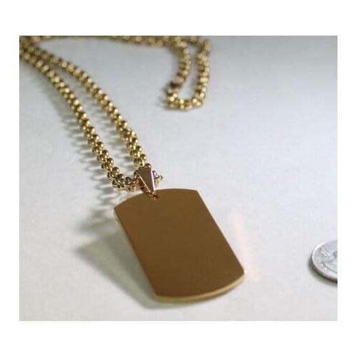 HOT SALES GOLD PLATED DOG TAG SOLID STAINLESS STEEL NECKLACE Custom engraved dog tag FH890259