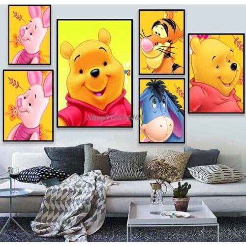 Canvas Painting Disney Classic Anime Winnie The Pooh Tigger Posters and Prints Wall Art Picture for Kids Living Room Home Decor