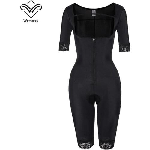 Shapewear Bodysuit Underwear For Women Black Zipper Underbust Full Bodysuits Body Shapers Thigh Control Slimming Arm