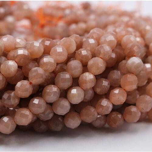 Round Natural Sun Stone Beads 6mm 8mm Loose Faceted Cutting SunStone Beads For Jewelry Making DIY Strand 15