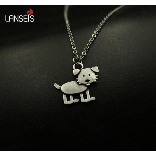 Lanseis 1pcs cute animal necklace pendant for women, little dog pendant