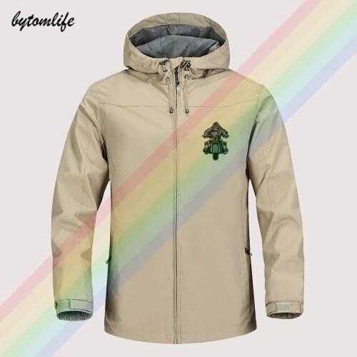 Black Gorilla On A Motorcycle Smoking A Cigar Autumn Winter Sailing Hiking Outdoor Hooded Windproof Jacket Men Top Quality Soft