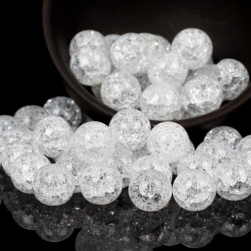 Natural White Cracked Crystal Round Loose Spacer Beads For Jewelry Making DIY Bracelet Handmade 6/8/10/12mm