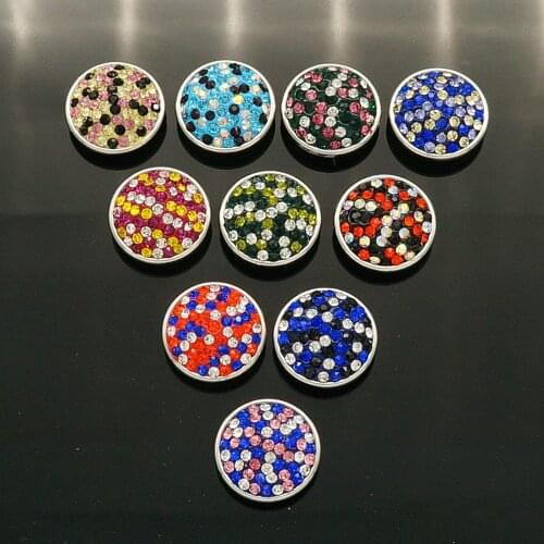 New 20pcs/lot NA1155 High quality Colorful spots Manual mixed 18mm Rhinestone Snap Button Charm Button charm Snaps Jewelry