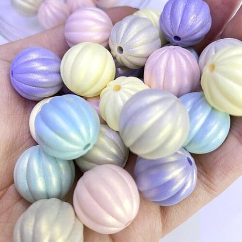 New Pastel Pearl Colors Round Pumpkin Acrylic Beads 200pcs 16mm Loose Lucite Plastic DIY Necklace Earring Bracelet Beading Bead