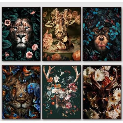 Panda Tige Lion Deer Jungle Canvas Painting Wall Art Poster Nordic Posters And Prints Wall Pictures For Living Room Home Decor