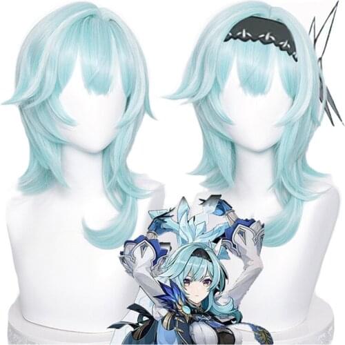 High Quality Eula Cosplay Wig Anime Genshin Impact Heat Resistant Synthetic Hair Wigs + Wig Cap