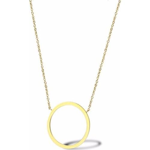RIR Simple Gold Eternity Collares Stainless Steel Round Minimalist Pendant Necklace Forever Circle Fashion Womens Jewelry