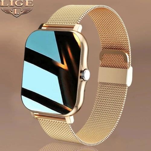 LIGE 2021 New Smart Watch Women Men Bluetooth Call Fitness Tracking Heart Rate Custom Dial Sports Waterproof Womens Smartwatch