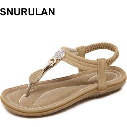 SNURULANSummershoes Women Bohemia beach Flip Flops Soft flat Sandals Woman casual Comfortable plus size Sandals FreeShippingE182