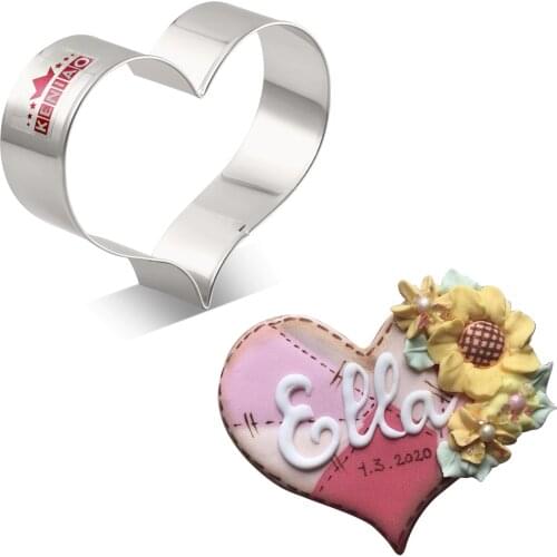KENIAO Heart Cookie Cutter for Wedding / Baby Shower - 9.2 x 7 CM - Biscuit and Fondant Cutters - Stainless Steel