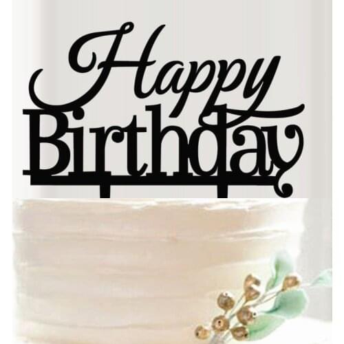 Happy Birthday Cake Topper Acrylic Elegant Birthday Party Decoration Kids Party Supplies Cake Decor
