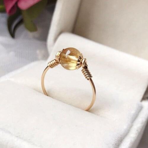 14K Gold Filled Natural Citrine Rings Knuckle Rings Boho Gold Jewelry Mujer Bague Femme Handmade Minimalism Jewelry Women Rings