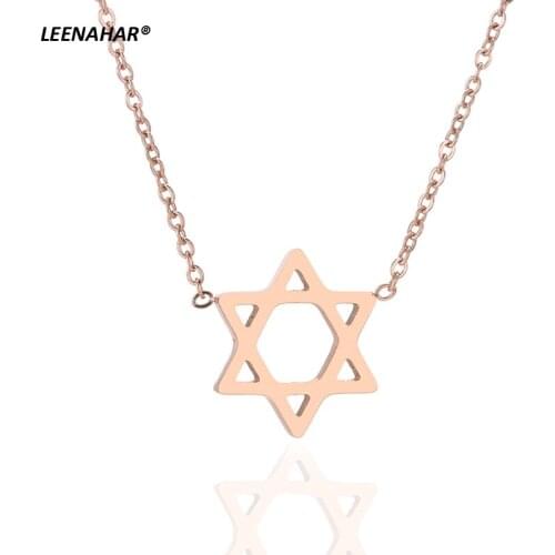 1PC Gold Plated Stainless Steel Jewish Star of David Necklace Kabbalah Lucky Jewelry Birthday Gift for Girlfriend Daughter