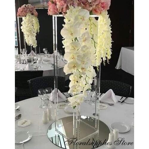 10PCS Table Flower Stand Tall Acrylic Crystal Wedding Road Lead Clear Wedding Centerpiece Event Party Decoration